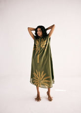 Olive Palm Shirt Dress